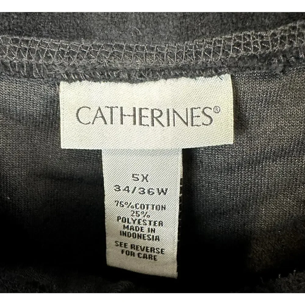 Catherines Womans Sz 5X Plus 34/26W Pull on Pants‎ Velvet Black Comfort